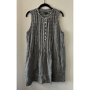Quince Dress Size M 100% European Linen Sleeveless Swing Dress Mini Gingham